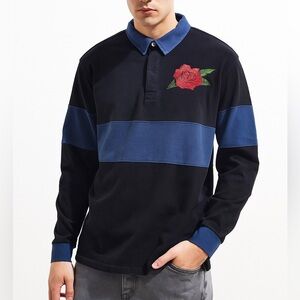 CORNERSTORE BODEGA Long Sleeved Rugby Polo Shirt Mens XXL Striped Rose Preppy